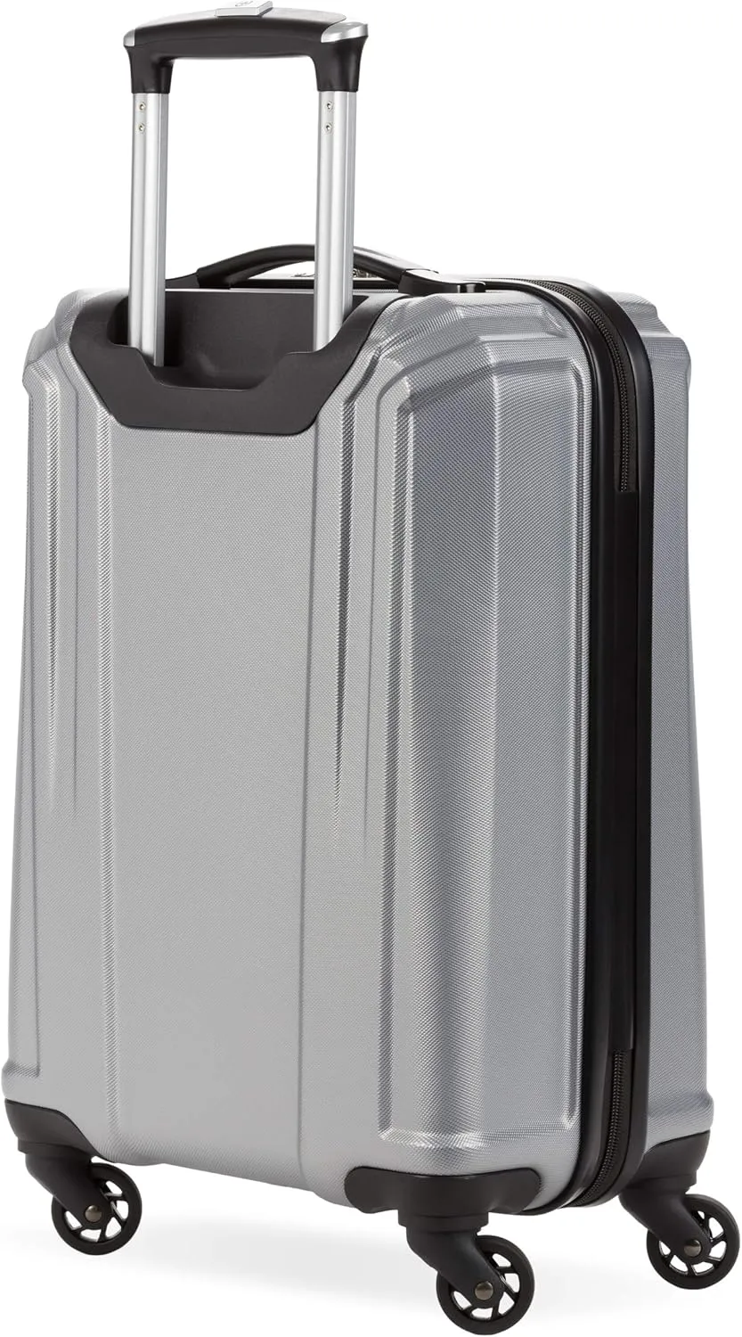 SwissGear 3750 Hardside Luggage with Spinner Wheels, Silver, Carry-On 18.5-Inch