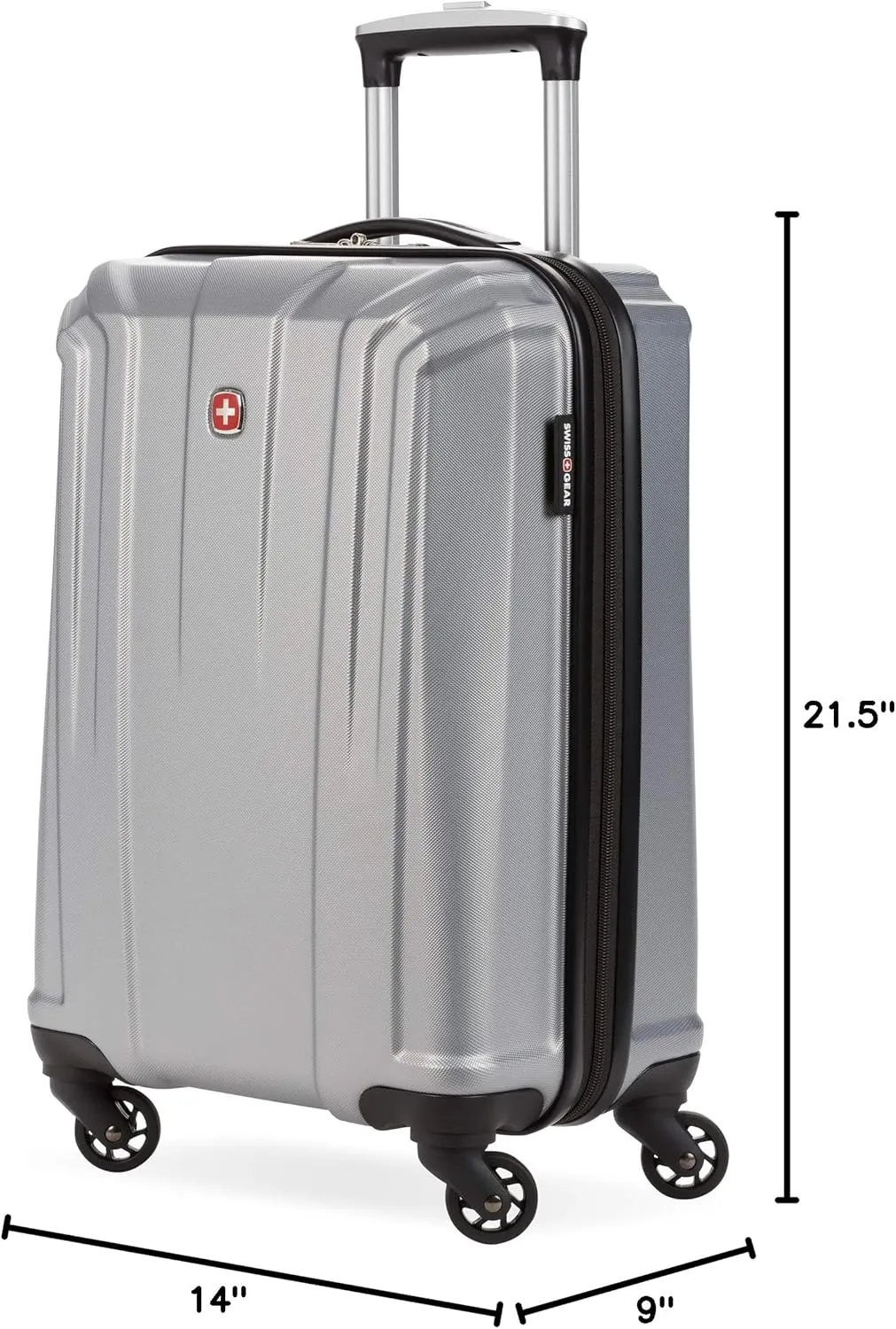 SwissGear 3750 Hardside Luggage with Spinner Wheels, Silver, Carry-On 18.5-Inch