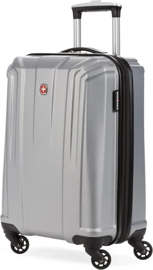 SwissGear 3750 Hardside Luggage with Spinner Wheels, Silver, Carry-On 18.5-Inch