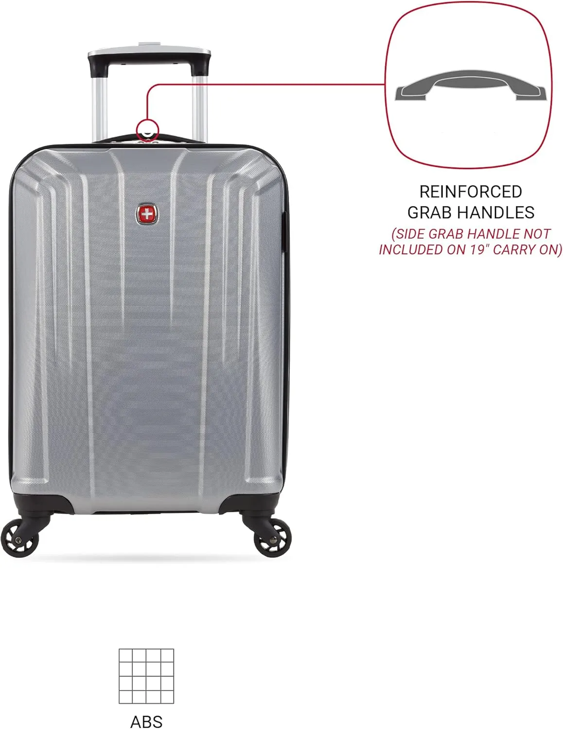 SwissGear 3750 Hardside Luggage with Spinner Wheels, Silver, Carry-On 18.5-Inch
