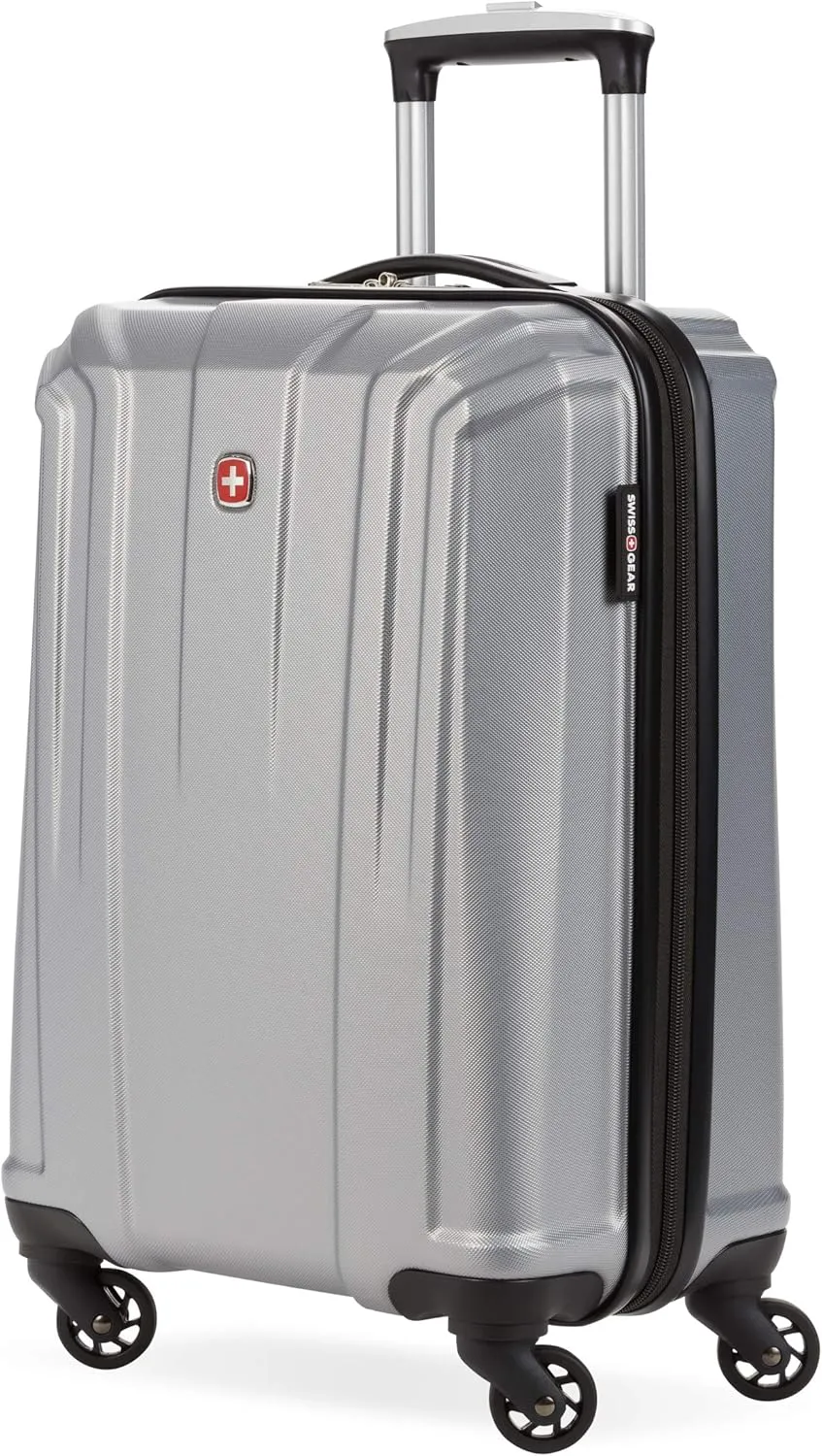 SwissGear 3750 Hardside Luggage with Spinner Wheels, Silver, Carry-On 18.5-Inch