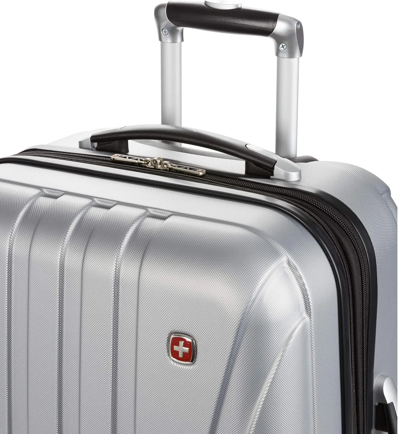 SwissGear 7585 Hardside Expandable Luggage with Spinner Wheels, Silver, Checked-Medium 23-Inch