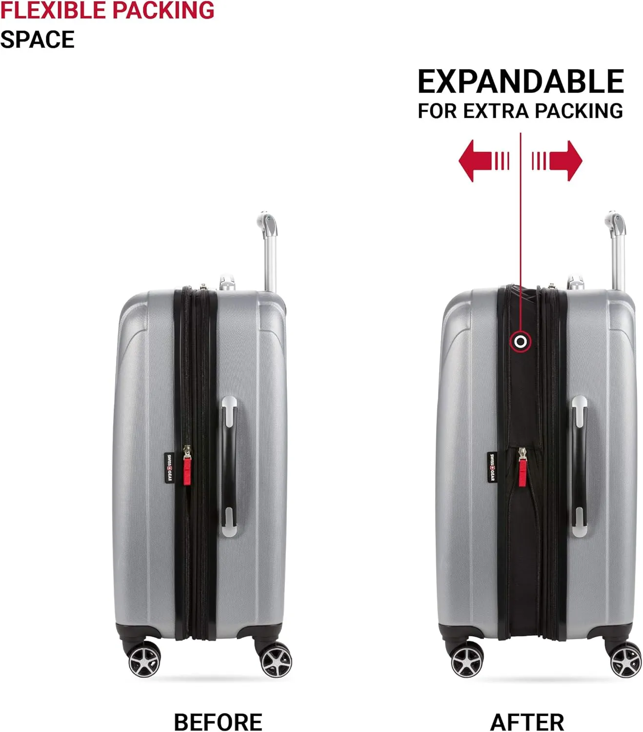 SwissGear 7585 Hardside Expandable Luggage with Spinner Wheels, Silver, Checked-Medium 23-Inch