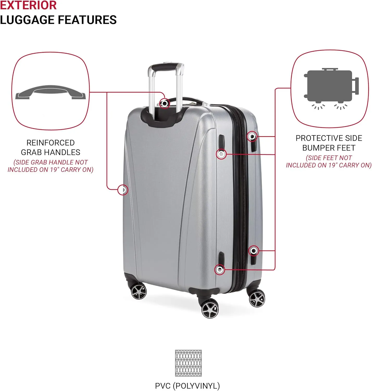 SwissGear 7585 Hardside Expandable Luggage with Spinner Wheels, Silver, Checked-Medium 23-Inch