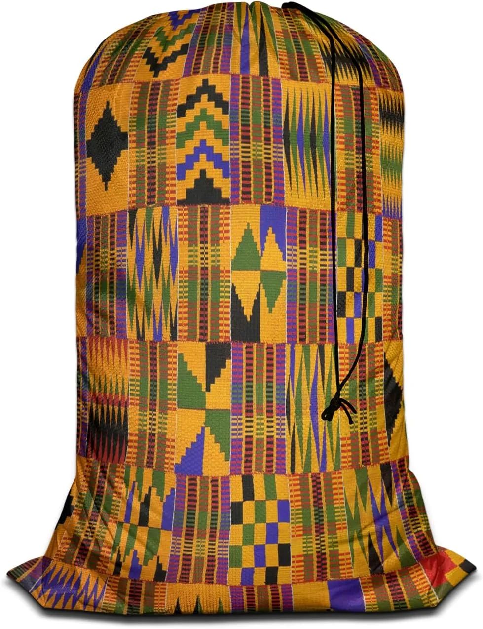 Swono African Traditional Printed XL Laundry Bags, Drawstring Closure Dirty Clothes Bag, Heavy Duty Large Laundry Bag, Ethnic Tribal Pattern Rip-Stop Bags, Machine Washable 28" x 40", Geometric