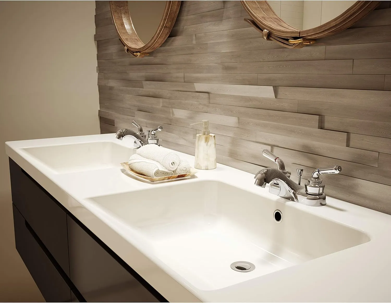 Symmons SLC-9612-1.0 Origins 4 in. Centerset 2-Handle Bathroom Faucet with Drain Assembly in Polished Chrome (1.0 GPM)