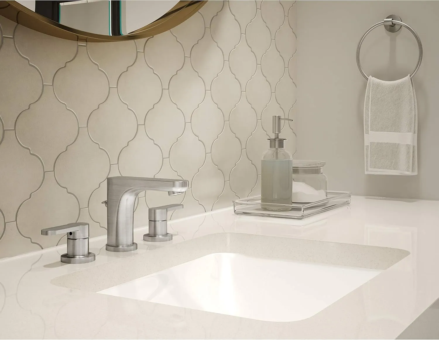 Symmons SLW-6712-STN-1.0 Identity Widespread 2-Handle Bathroom Faucet with Drain Assembly in Satin Nickel (1.0 GPM)