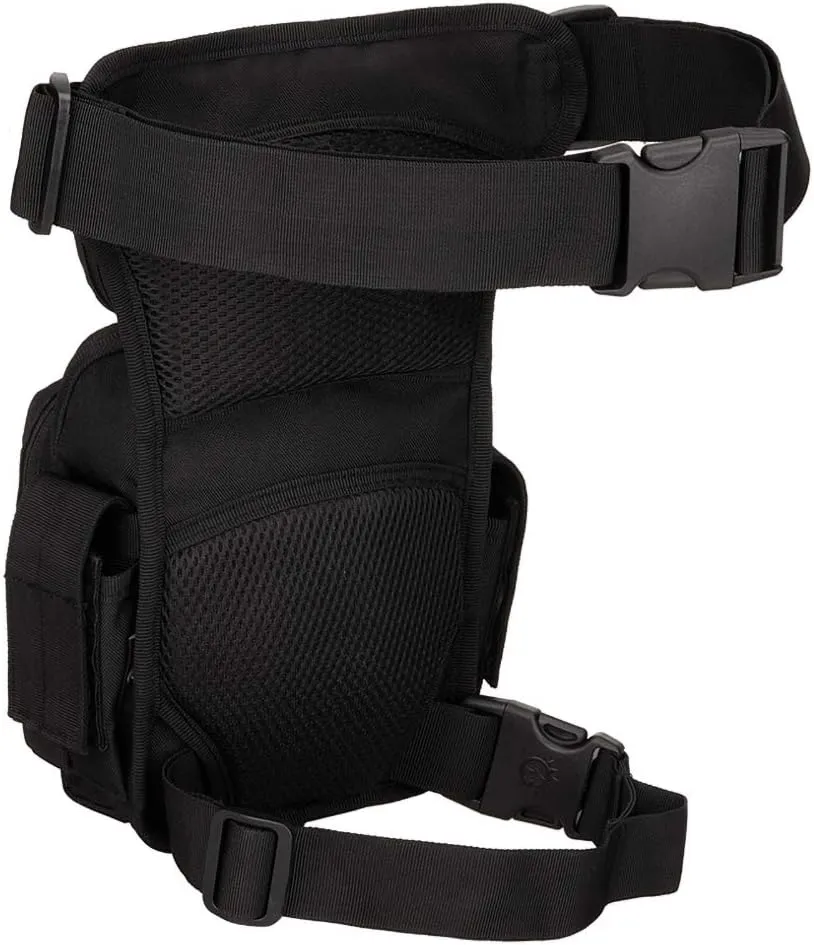 Tactical Drop Leg Bag for Men Women Military Thigh Pouch Outdoor Motorcycle Riding Hiking Waist Fanny Pack Travel Bag, Black