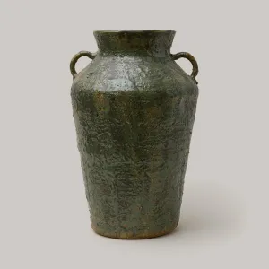 Tall Green Glaze Double Handle Pot
