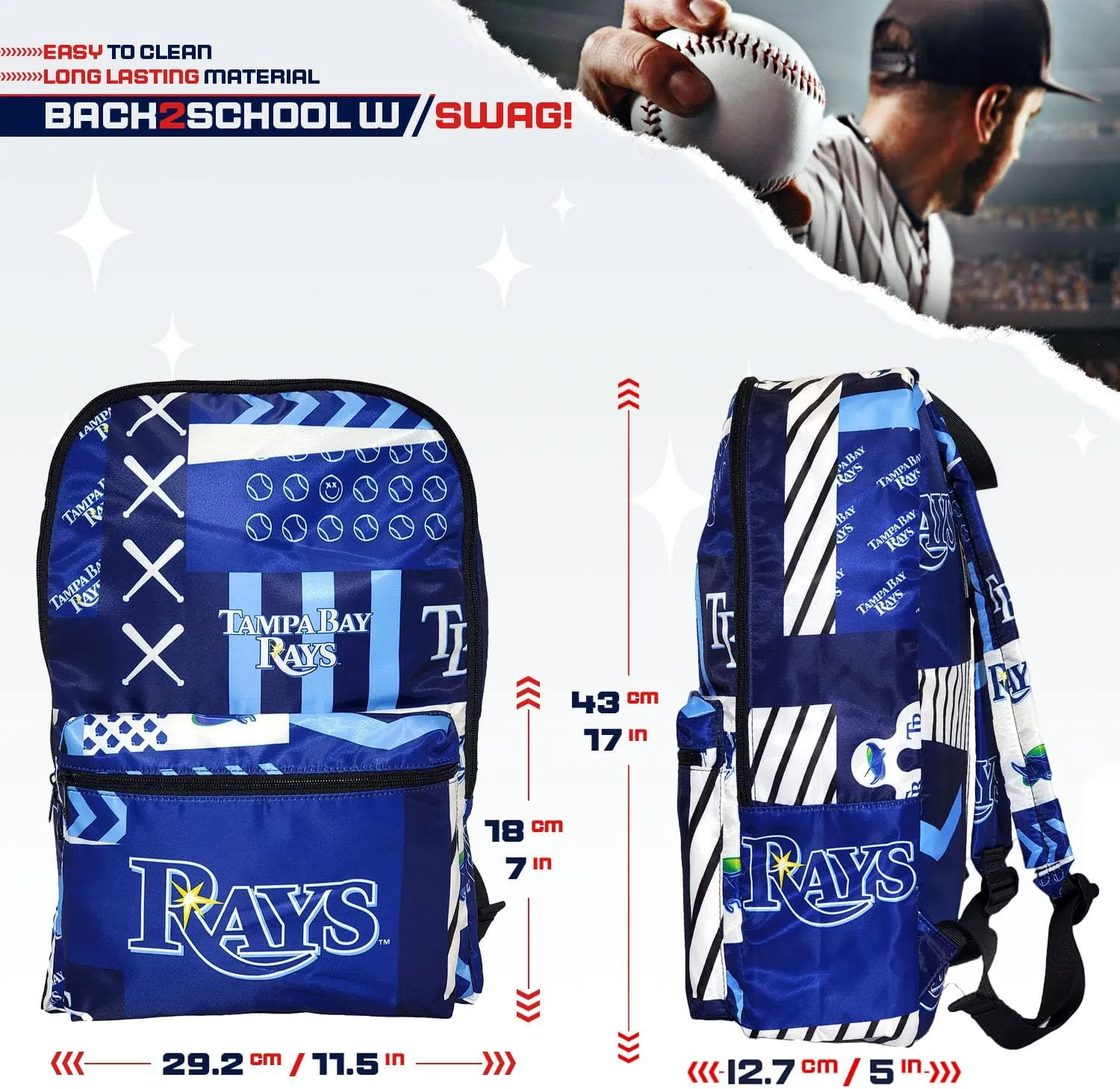 Tampa Bay Rays Full Size Backpack, Licensed Gift Merch for Rays Fans TM1883 (Street Series Adult Bags) Adult Street Series Crossbody Bag: Water resistant Tampa Bay Merchandise for Women