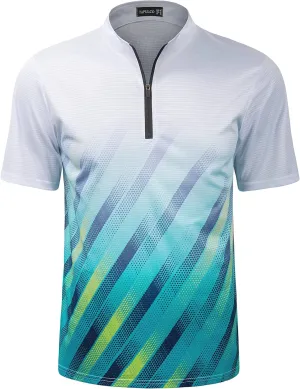 TAPULCO Mens Quick Dry Quarter Zip Performance Modern Printed Casual Sports T-Shirts Athletic Pullover Outdoor Hiking Tee