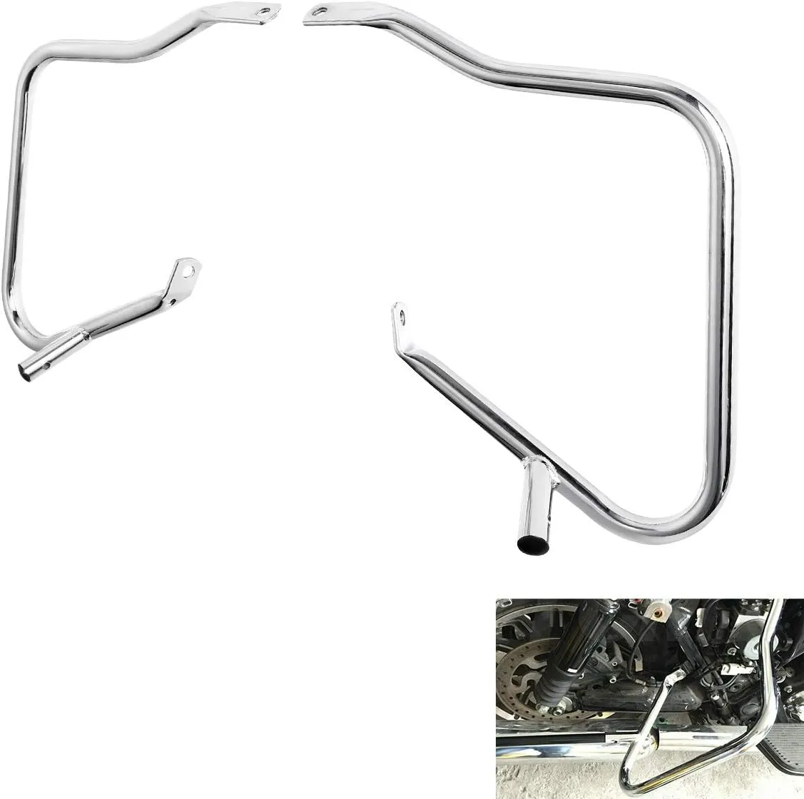TCT-MOTORPARTS Chrome 7/8" SaddlebagSaddle Bags Guard Bracket For Harley Touring Road King Street Electra Ultra Glide 2014-2024 2023 2022 2021 2020