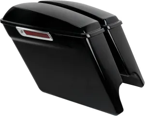 TCT-MOTORPARTS Vivid Black 5" Stretched Saddlebags Extended Hard Saddle Bags w/Chrome Latches Fit For Touring Models Road King Glide Electra Street Glide CVO Ultra Classic 2014-2024