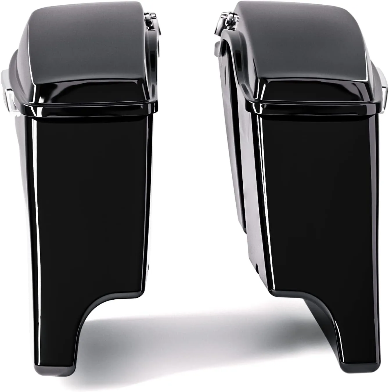 TCT-MOTORPARTS Vivid Black 5" Stretched Saddlebags Extended Hard Saddle Bags w/Chrome Latches Fit For Touring Models Road King Glide Electra Street Glide CVO Ultra Classic 2014-2024