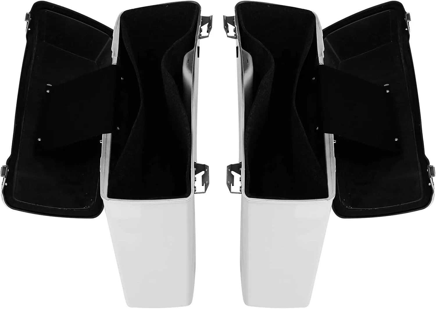 TCT-MOTORPARTS White Hard Saddle bags Saddlebag Trunk W/Latch Keys Fits For Harley Touring Road Glide Road King Street Glide Electra Glide 1994-2013