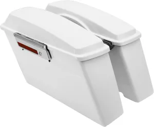 TCT-MOTORPARTS White Hard Saddle bags Saddlebag Trunk W/Latch Keys Fits For Harley Touring Road Glide Road King Street Glide Electra Glide 1994-2013