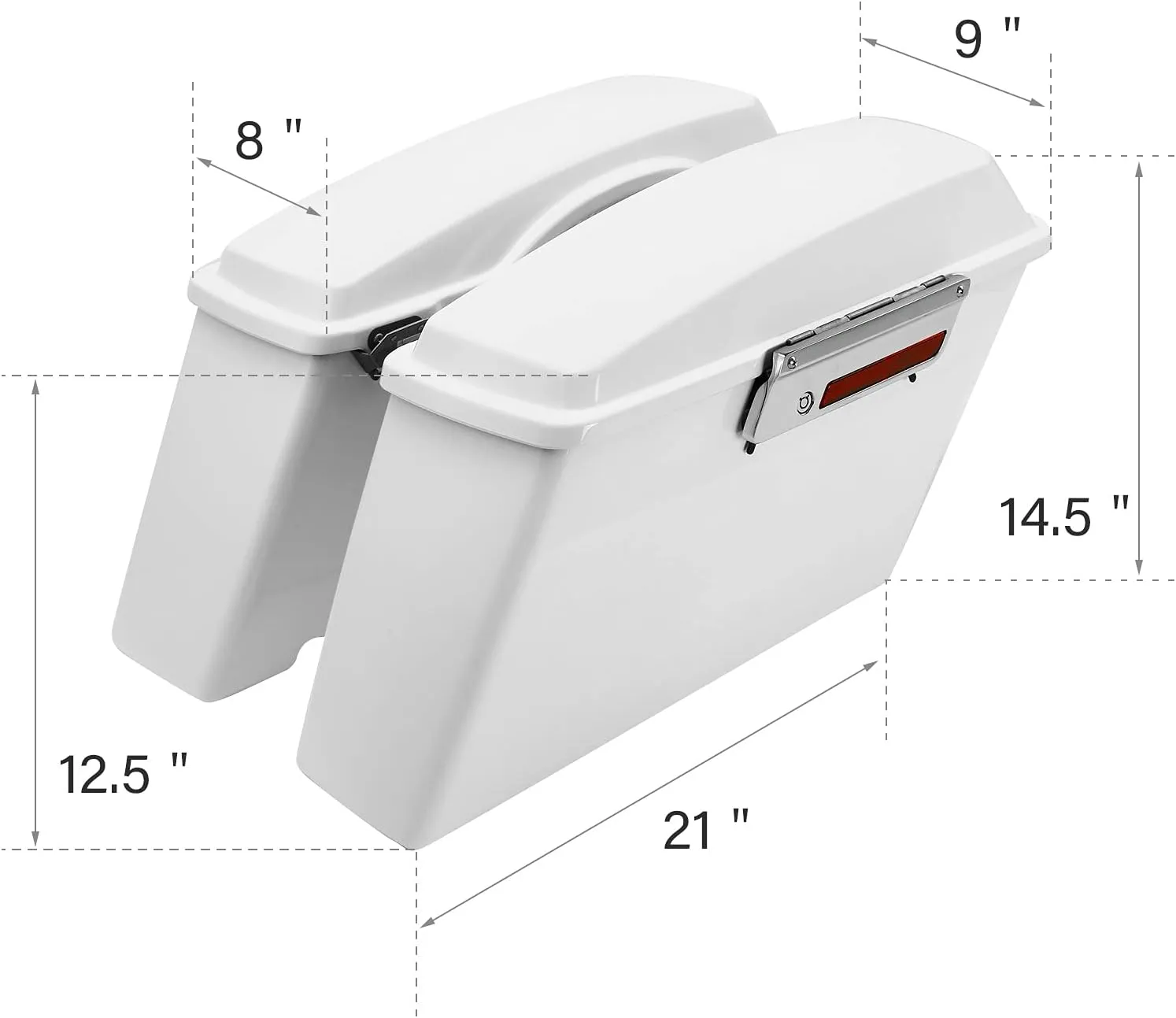 TCT-MOTORPARTS White Hard Saddle bags Saddlebag Trunk W/Latch Keys Fits For Harley Touring Road Glide Road King Street Glide Electra Glide 1994-2013