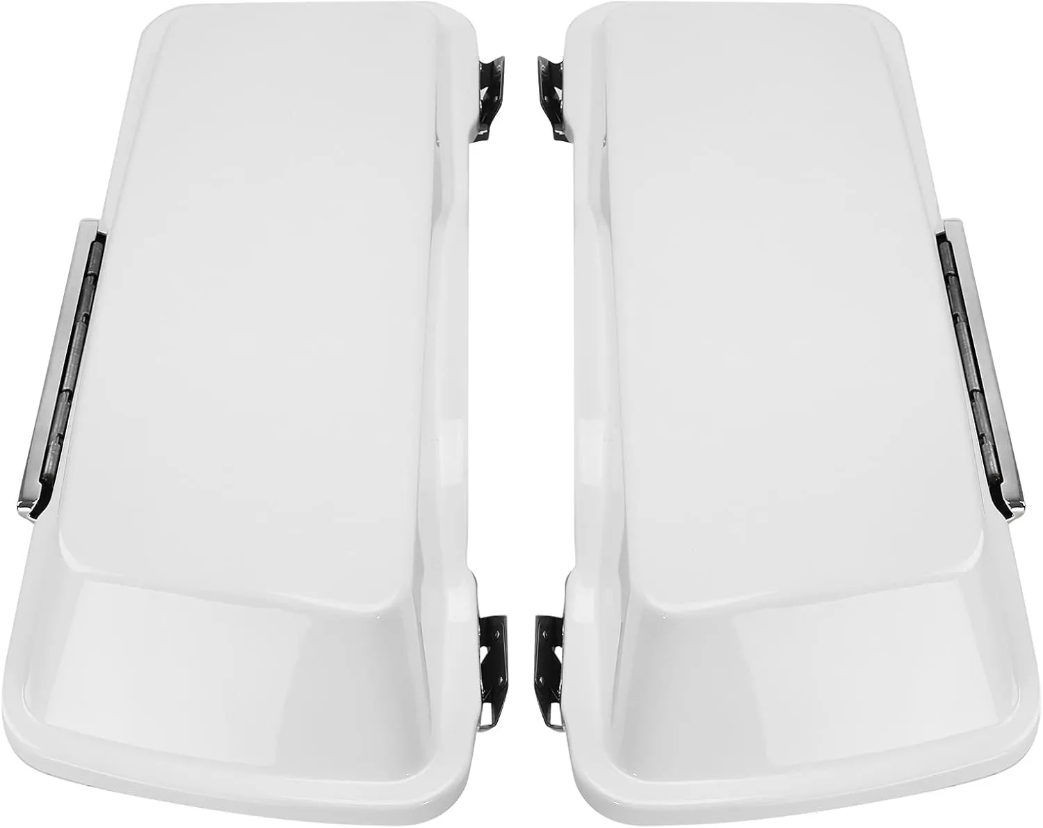 TCT-MOTORPARTS White Hard Saddle bags Saddlebag Trunk W/Latch Keys Fits For Harley Touring Road Glide Road King Street Glide Electra Glide 1994-2013