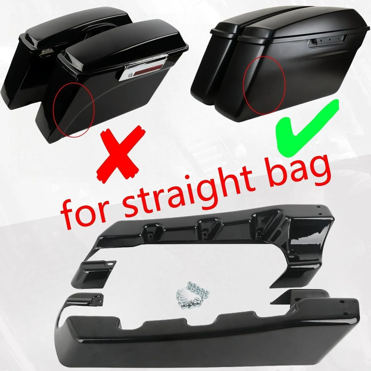 TDZ 1994-2013 ABS 4" Inch Hard SaddleBag Extensions for Harley Davidson Touring Street Glide/Road King/Electra Glide/Road Glide/Ultra Limited/Special/CVO (for straight bag)