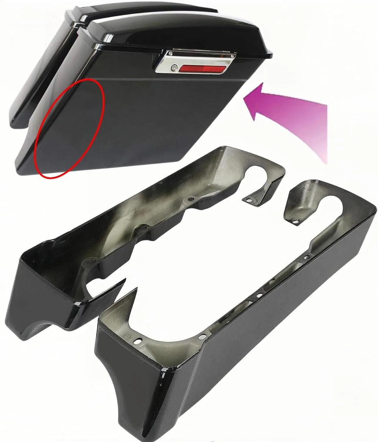 TDZ 1994-2013 ABS 4" Inch Hard SaddleBag Extensions for Harley Davidson Touring Street Glide/Road King/Electra Glide/Road Glide/Ultra Limited/Special/CVO (for straight bag)