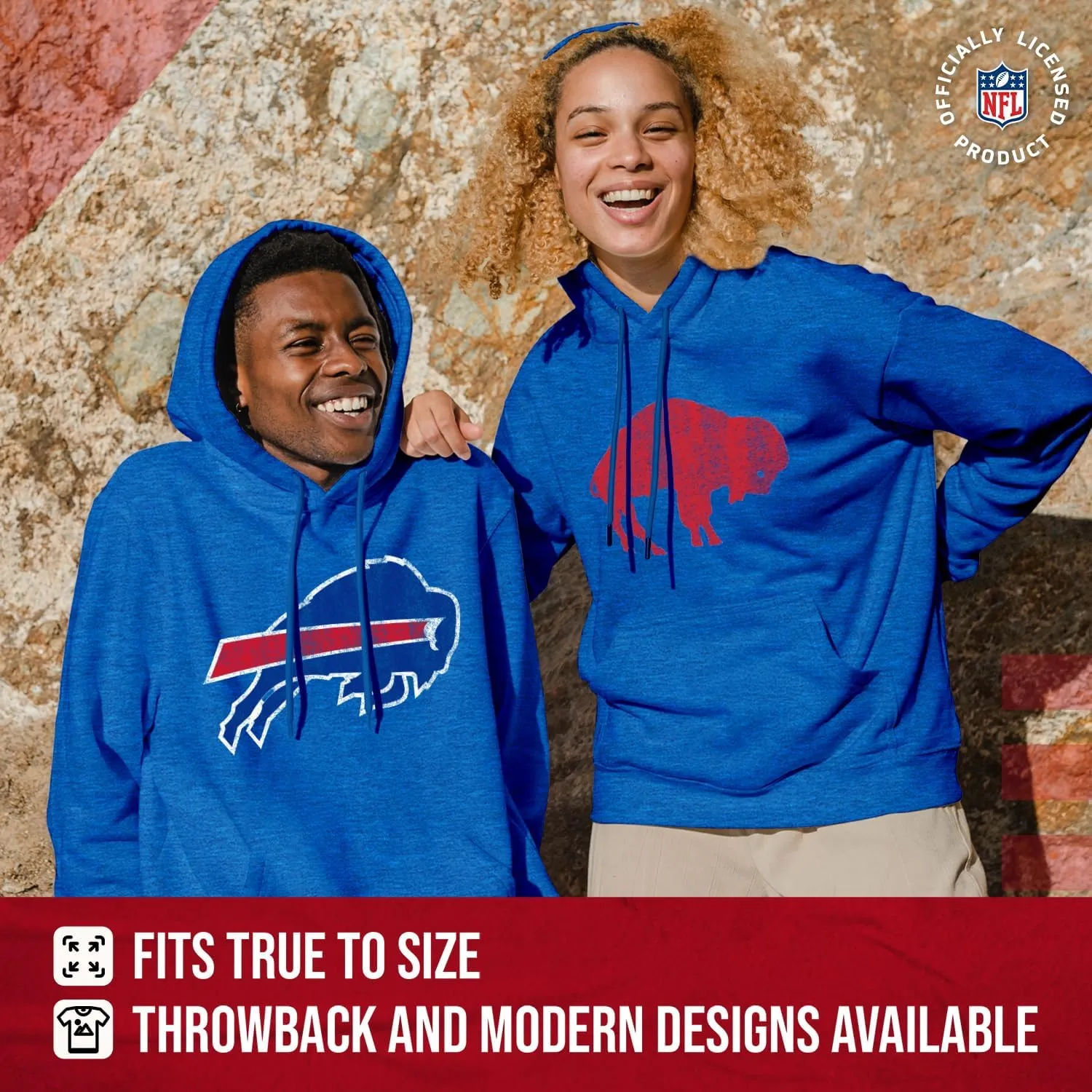 Team Fan Apparel NFL Adult Unisex Modern Throwback Ultra Soft Fleece Hooded Sweatshirt, Heathered Football Hoodie