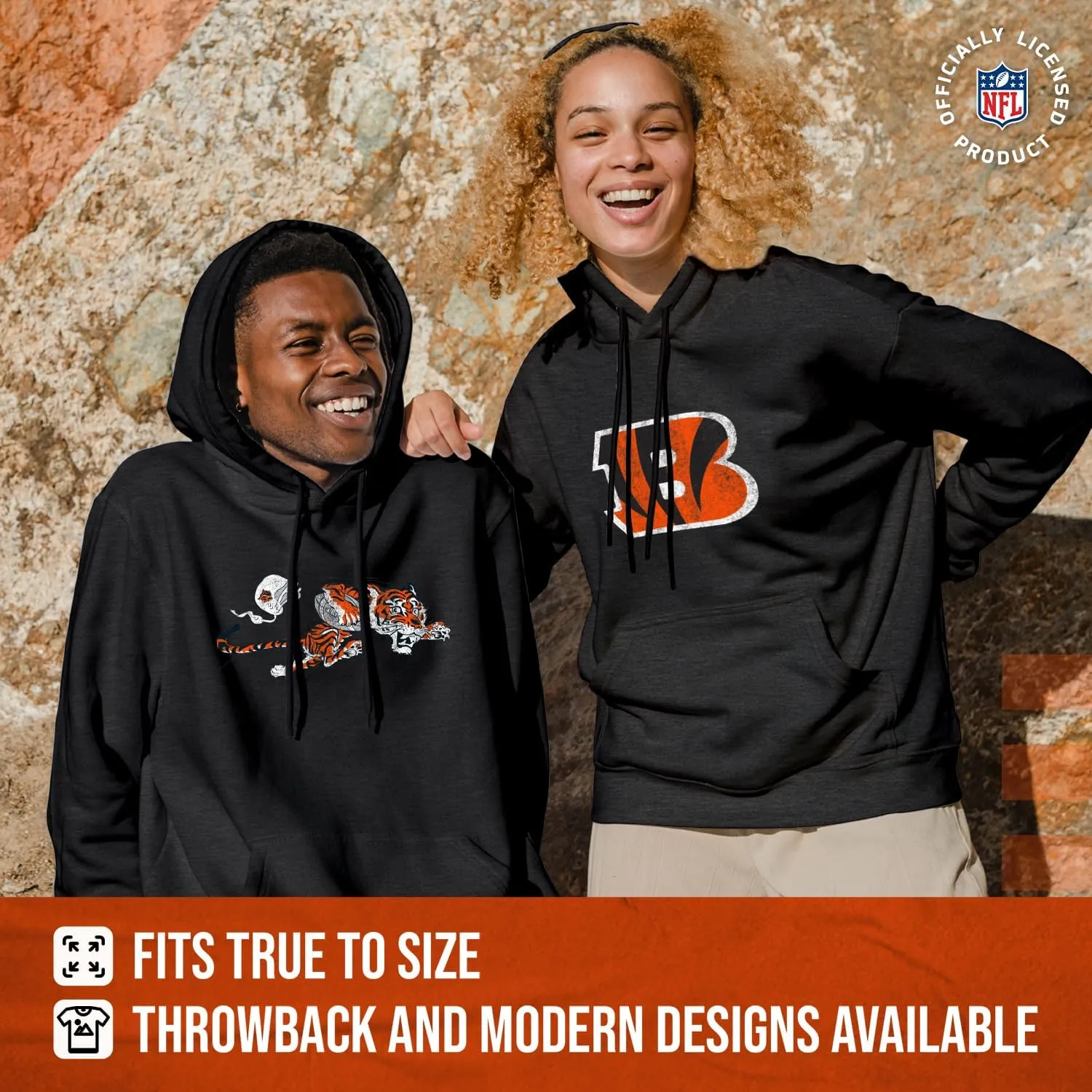 Team Fan Apparel NFL Adult Unisex Modern Throwback Ultra Soft Fleece Hooded Sweatshirt, Heathered Football Hoodie