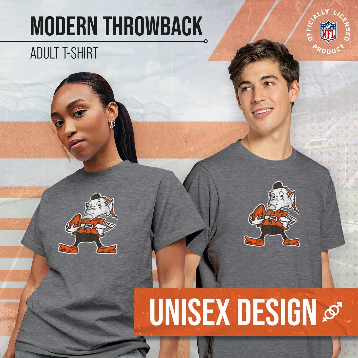 Team Fan Apparel NFL Modern Throwback T-Shirt - Cotton & Polyester Short Sleeve Adult Sports Tee