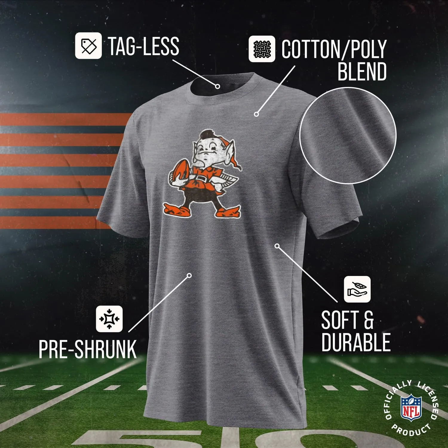 Team Fan Apparel NFL Modern Throwback T-Shirt - Cotton & Polyester Short Sleeve Adult Sports Tee