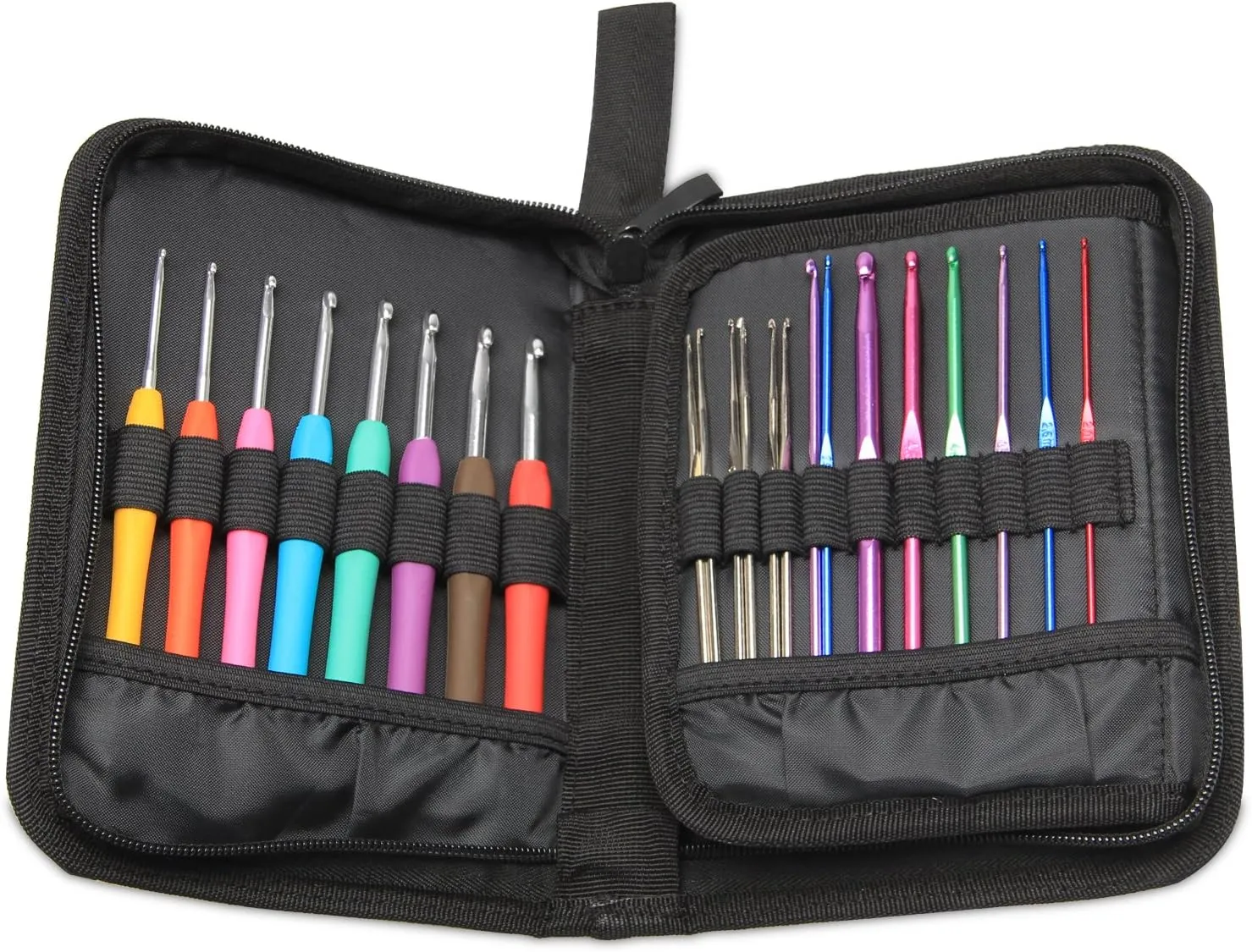 Teamoy Crochet Hook Case, Travel Carry Bag for Ergonomic Crochet Hooks Kits, Aluminum /Steel Crochet Hook and More, Lightweight, Well Made--NO Accessories Included, Flowers Blue
