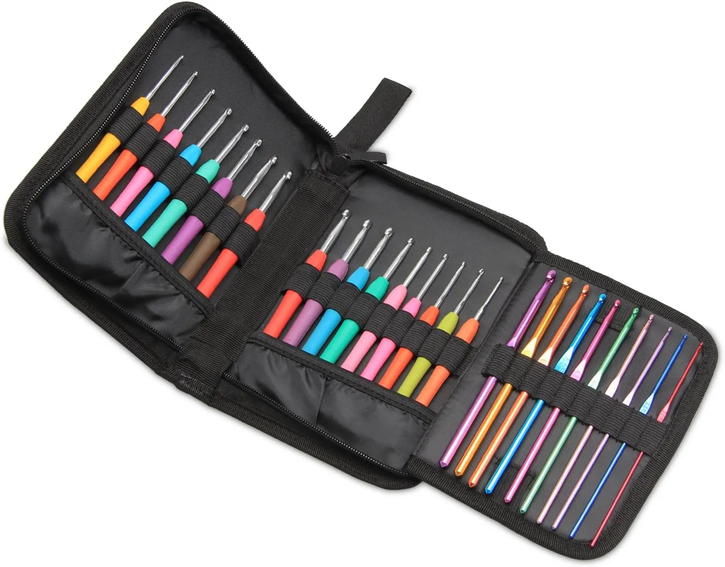 Teamoy Crochet Hook Case, Travel Carry Bag for Ergonomic Crochet Hooks Kits, Aluminum /Steel Crochet Hook and More, Lightweight, Well Made--NO Accessories Included, Flowers Blue