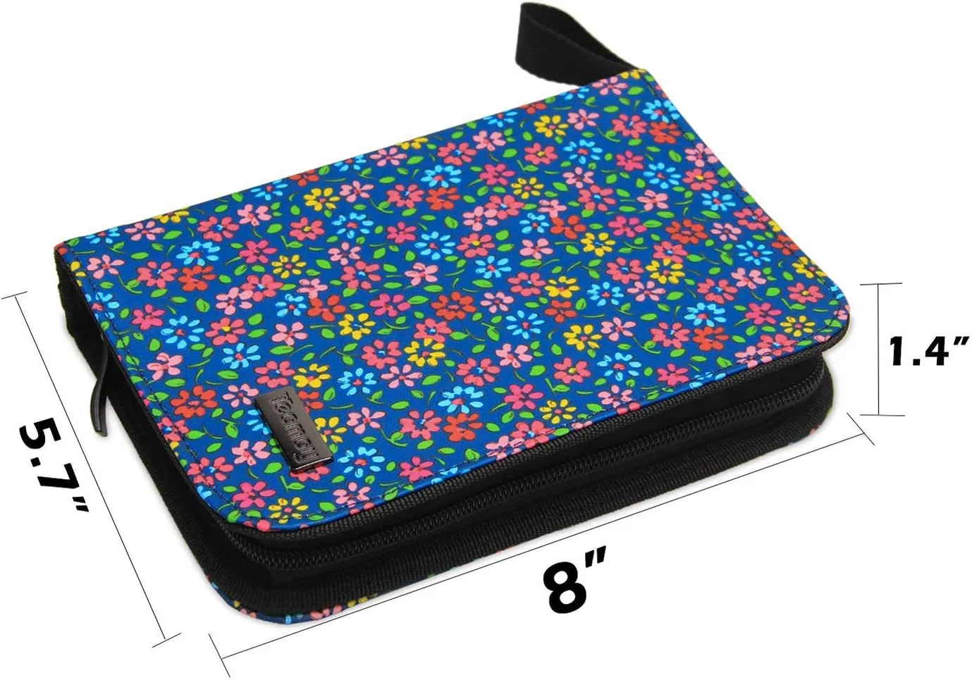 Teamoy Crochet Hook Case, Travel Carry Bag for Ergonomic Crochet Hooks Kits, Aluminum /Steel Crochet Hook and More, Lightweight, Well Made--NO Accessories Included, Flowers Blue