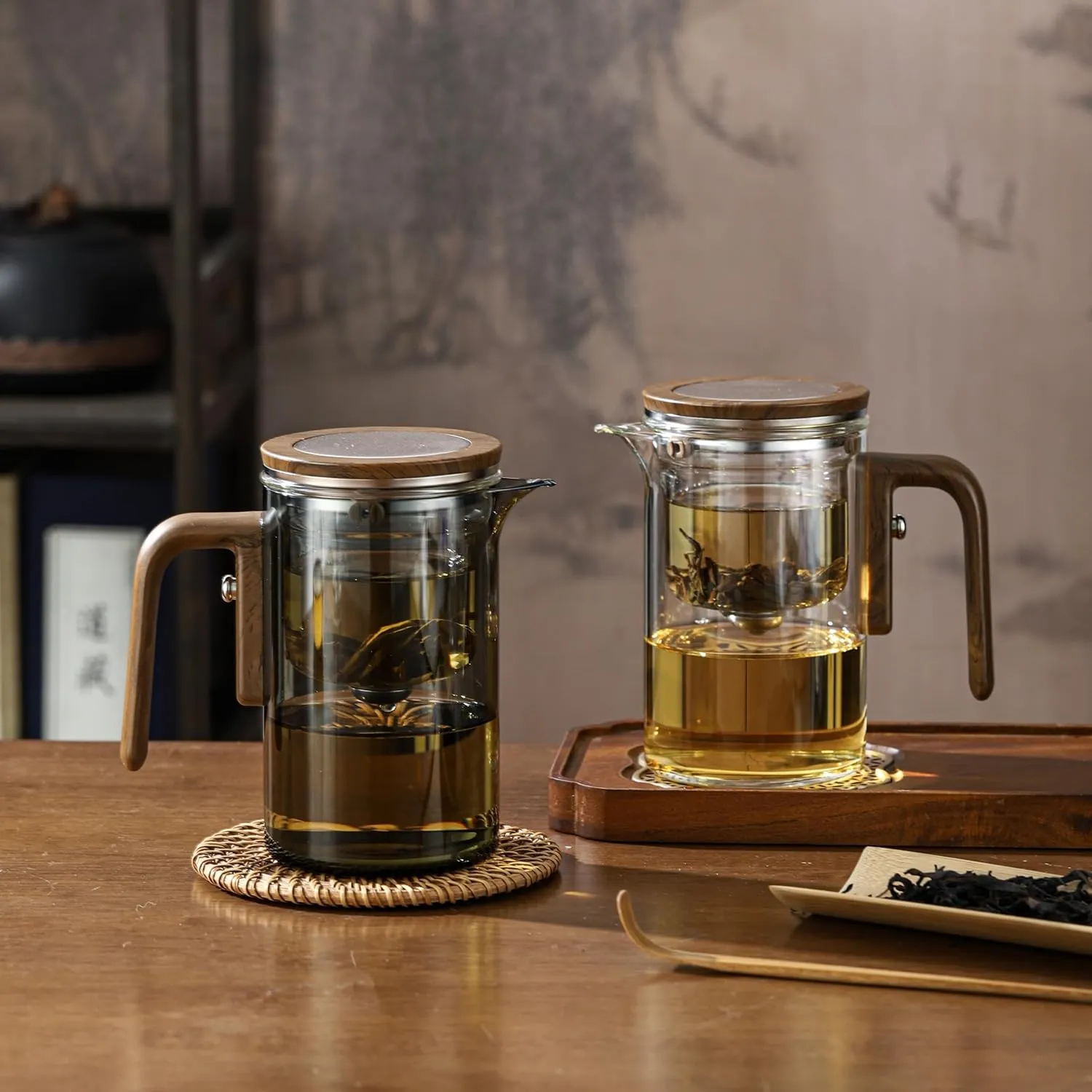 Teapot, Creative Magic Automatic Teapot, Detachable Loose Tea Glass Infuser -20 oz (approx. 600 ml)(Gray)