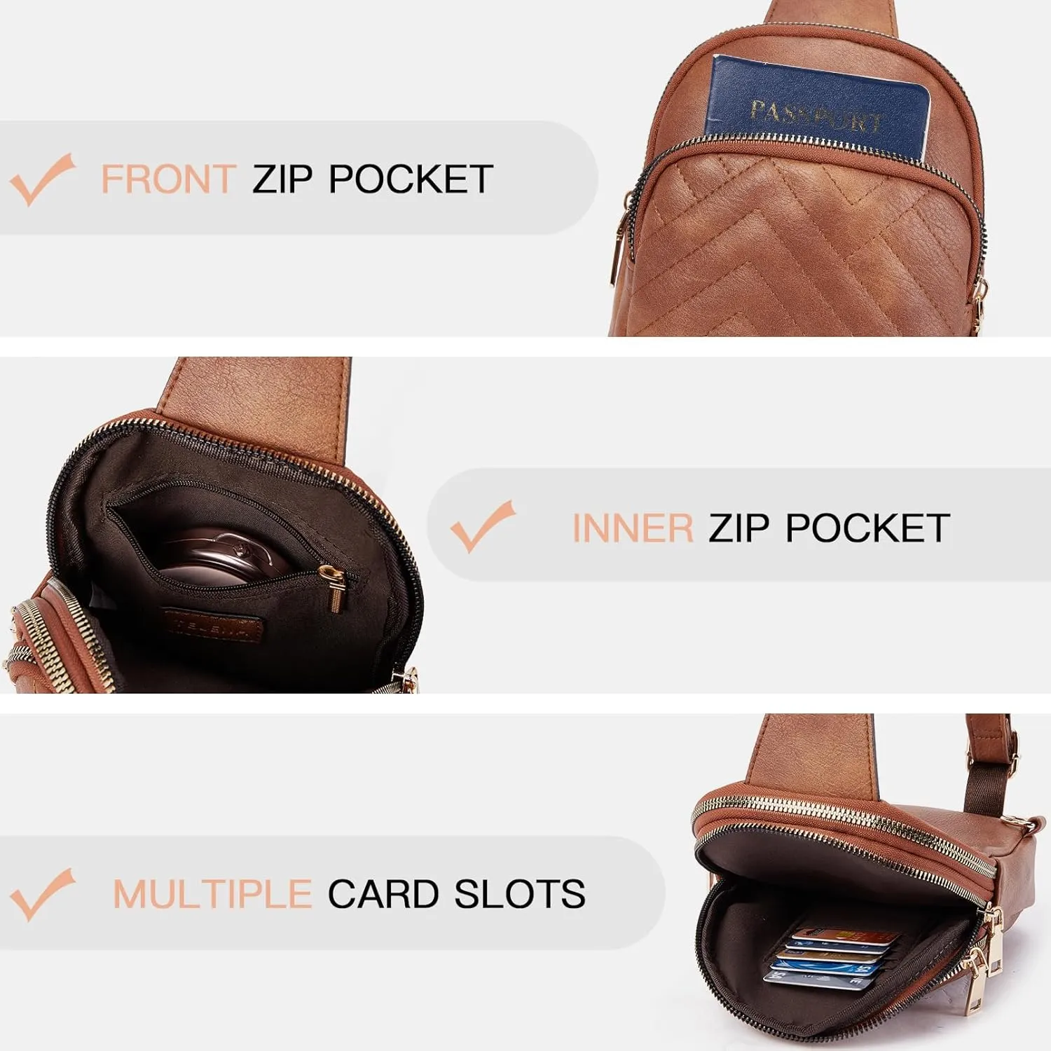 Telena Sling Bag for Women Crossbody Bags Fanny Packs for Women Cross Body Waist Pack with Detachable Strap