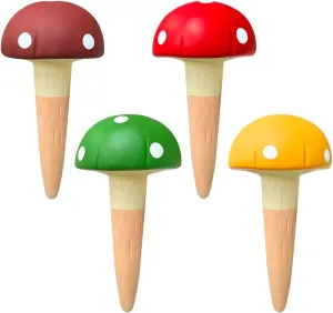 Terracotta Watering Stakes Mushroom Design 4-Pack - Eco-Friendly Indoor/Outdoor Automatic Plant Hydration System, Delightful Slow Release Watering for Time-Saving Care(Mushroom Design-1)