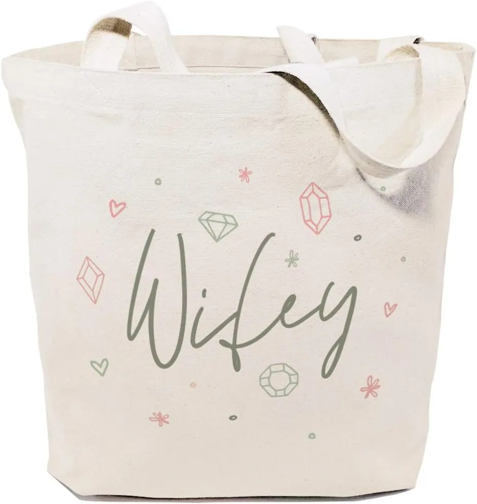 The Cotton & Canvas Co. Modern Wedding, Beach, Shopping and Travel Reusable Shoulder Tote and Handbag