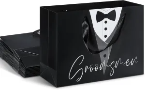 Thenshop 10-Piece Groomsmen Gift Set - Tuxedo Treat Bags for Wedding, Father's Birthday, Boss Anniversary - 14" x 10" x 4.3" Each