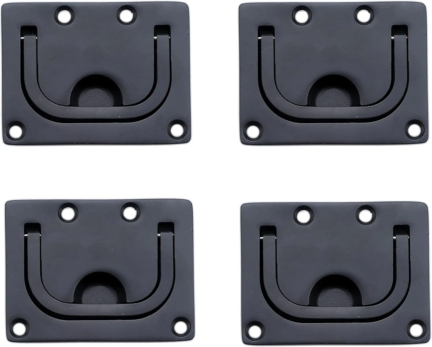 Thorn Boat Flush Hatch Lift Ring Pull Handle 3" Marine Stainless Steel Black Coated with Back Plate