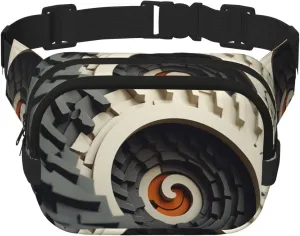 Three-dimensional spatial textures Square double - layer fanny pack with adjustable shoulder strap - travelling fanny pack - perfect for outdoor sports