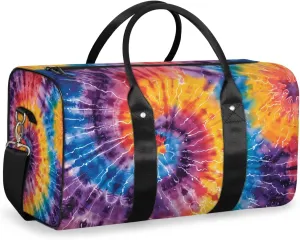 Tie Dye Colorful Travel Duffle Bag for Women Men Gym Duffel Foldable Bag Waterproof Weekender Spiral Fractal Duffle Tote