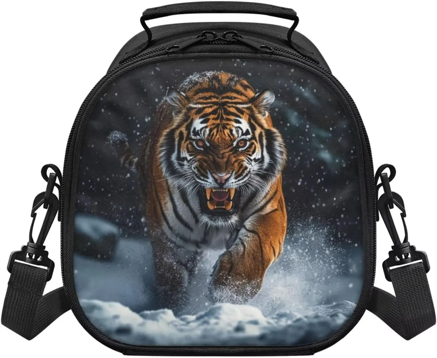 Tiger Lunch Bag for Boys Kids Lunch Boxes for School Lightweight Detachable Strap Backpack Long Term Use Crossbody Bag for Outgoing Cool Design