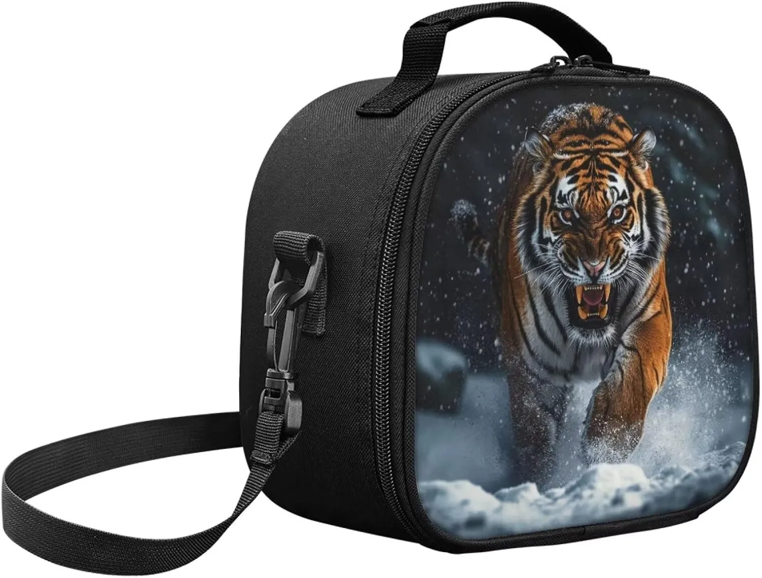 Tiger Lunch Bag for Boys Kids Lunch Boxes for School Lightweight Detachable Strap Backpack Long Term Use Crossbody Bag for Outgoing Cool Design
