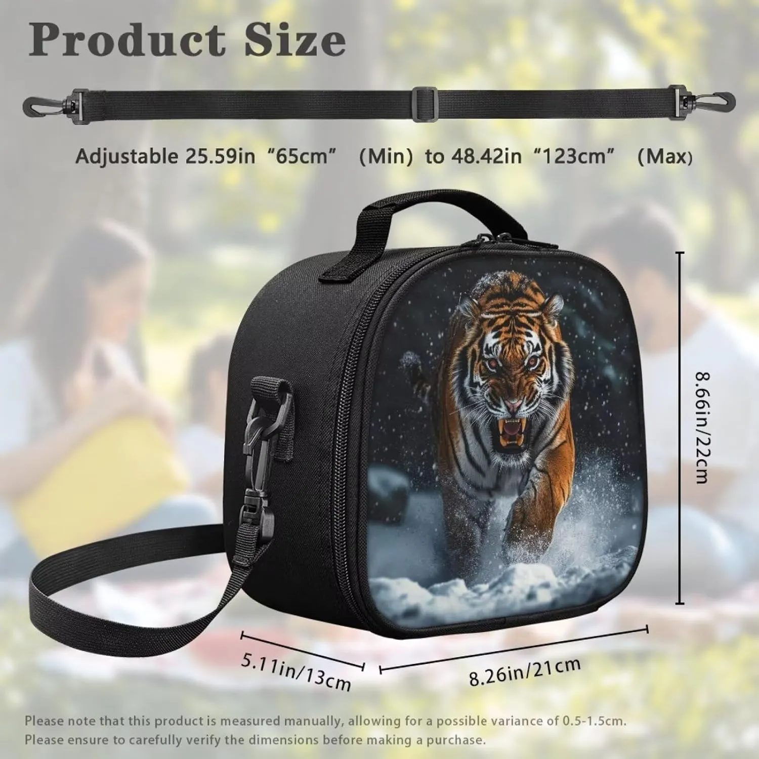 Tiger Lunch Bag for Boys Kids Lunch Boxes for School Lightweight Detachable Strap Backpack Long Term Use Crossbody Bag for Outgoing Cool Design