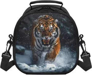 Tiger Lunch Bag for Boys Kids Lunch Boxes for School Lightweight Detachable Strap Backpack Long Term Use Crossbody Bag for Outgoing Cool Design