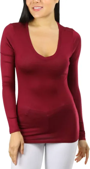ToBeInStyle Women’s Classic Timeless Layering V-Neck Long Sleeve Top