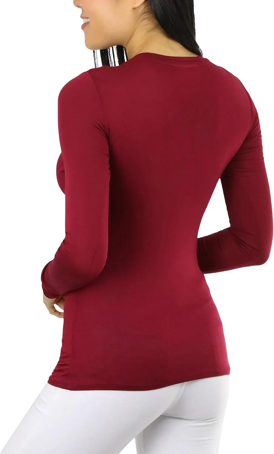 ToBeInStyle Women’s Classic Timeless Layering V-Neck Long Sleeve Top