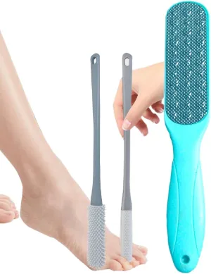 Toe Cleaning Brush 15.7" Foot Scrubber in Shower with Long Handle Silicone Foot Files Brush Soft Skin Exfoliation Lotion Applicator for Foot Men and Women, Callus Remover for feet for Dry Dead Skin