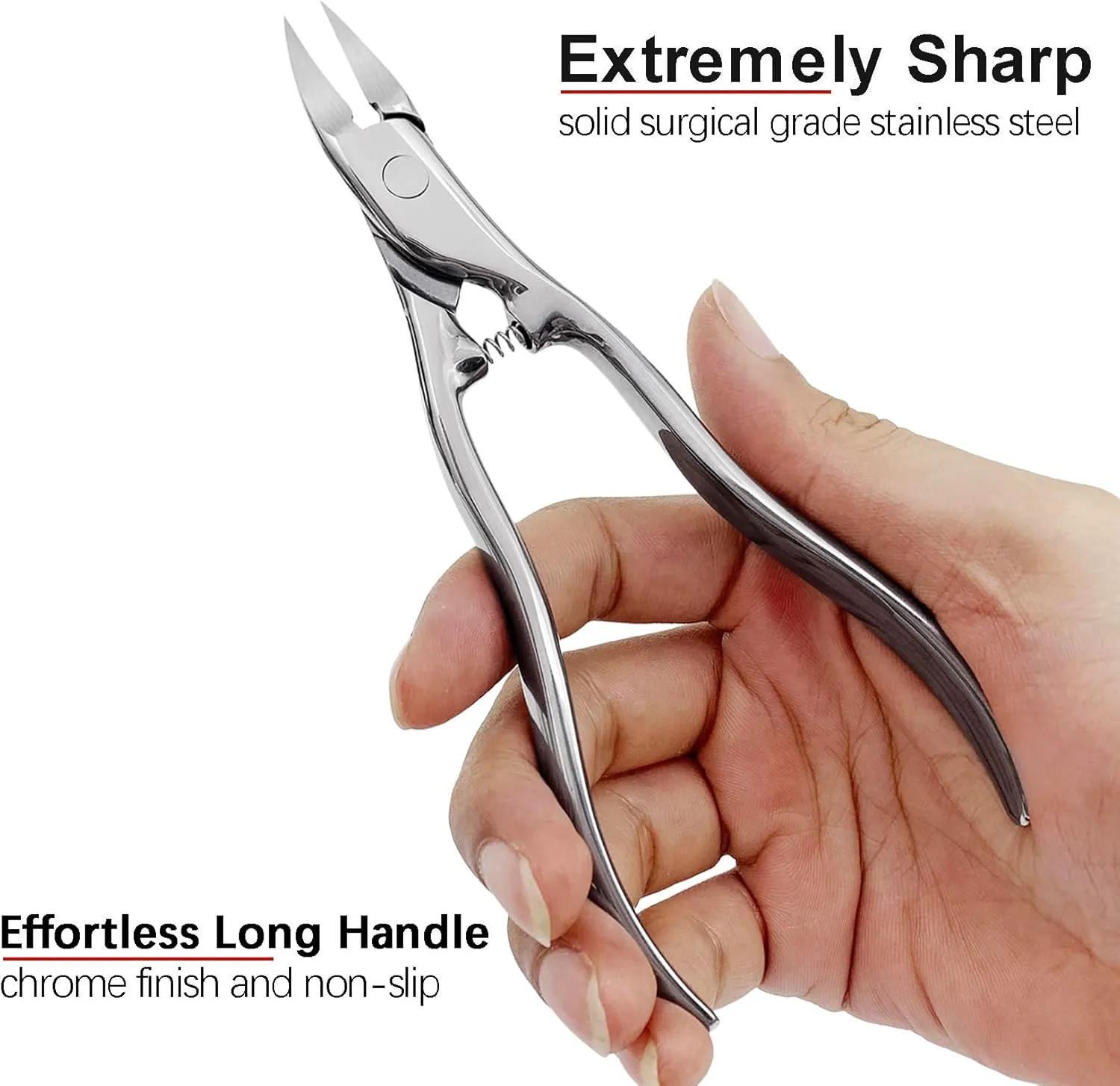 Toe Nail Clippers for Seniors Long Handled Toenail Clippers for Men Thick Nails, Large Ergonomic Ultra Sharp Heavy Duty Stainless Steel, 5pcs Set