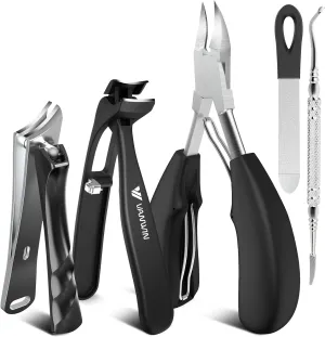 Toenail Clippers for Thick Toenails for Seniors, Angled Head Large Toe Nail Clippers for Thick Nails for Men, Heavy Duty Ingrown Toenail Clippers with Wide Jaw, Sharp Slanted Nail Cutter Black