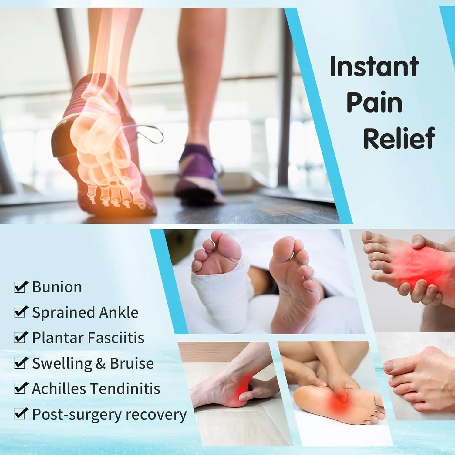 Tolaccea Ankle Foot Ice Pack Wrap for Injuries, Reusable Gel Cold Therapy Sock with Hot & Cold Therapy, Instant Pain Relief for Achilles Tendonitis, Plantar Fasciitis, Foot Heel (Large (Pack of 2))