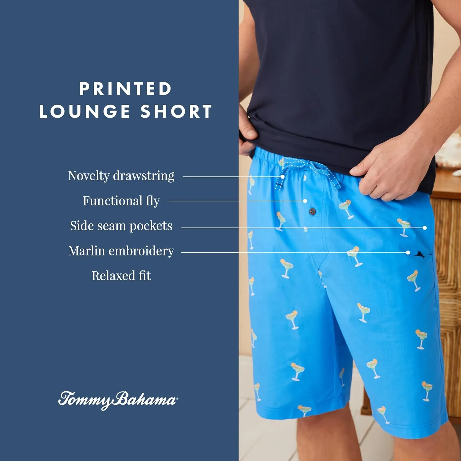 Tommy Bahama - Men's Essential Printed Lounge Short, Woven Pajama Shorts for Sleep or Lounge
